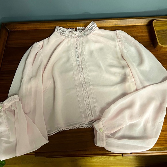 Aritzia Wilfred long sleeve pink lace blouse - Picture 2 of 2